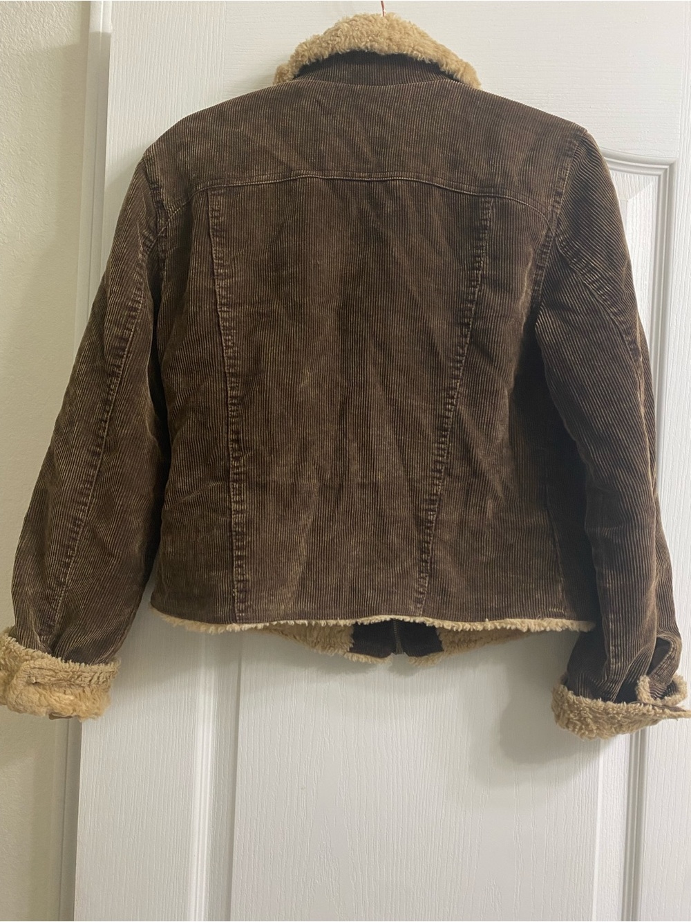 Vintage 90s Giacca Corduroy Sherpa Crop Penny Lane Y2K Brown Trucker Jacket M - Picture 12 of 13